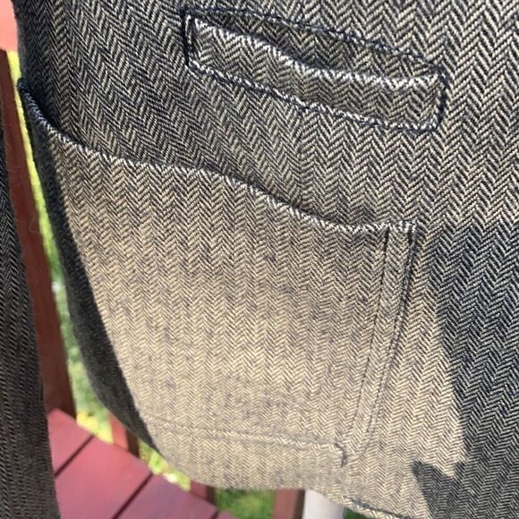 Gap Blazer Winter Spring wool suede elbow patches Herringbone Blazer Browns  8 - Picture 15 of 16